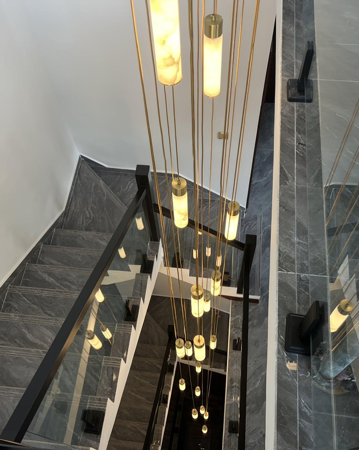 Alabaster Brass Pendant Lamp-Lighting > Pendant Lights-casanuva-casanuva