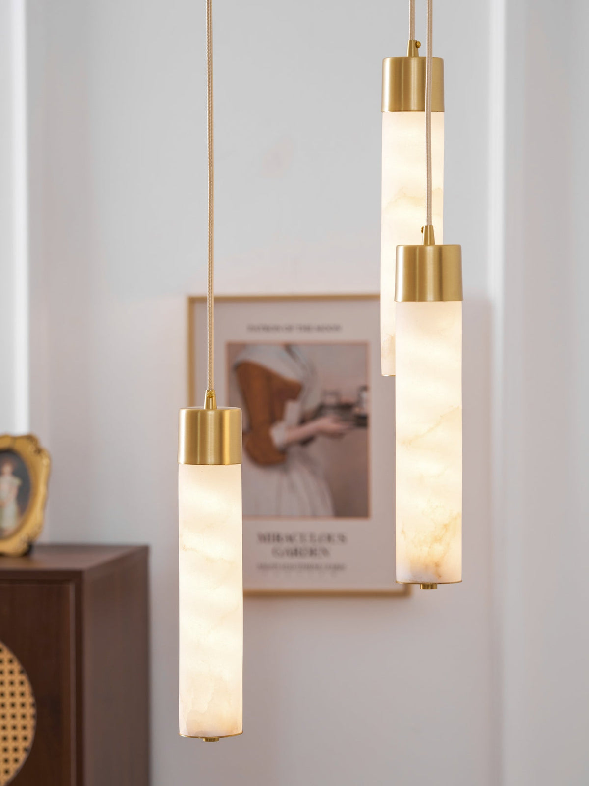 Alabaster Brass Pendant Lamp-Lighting > Pendant Lights-casanuva-casanuva
