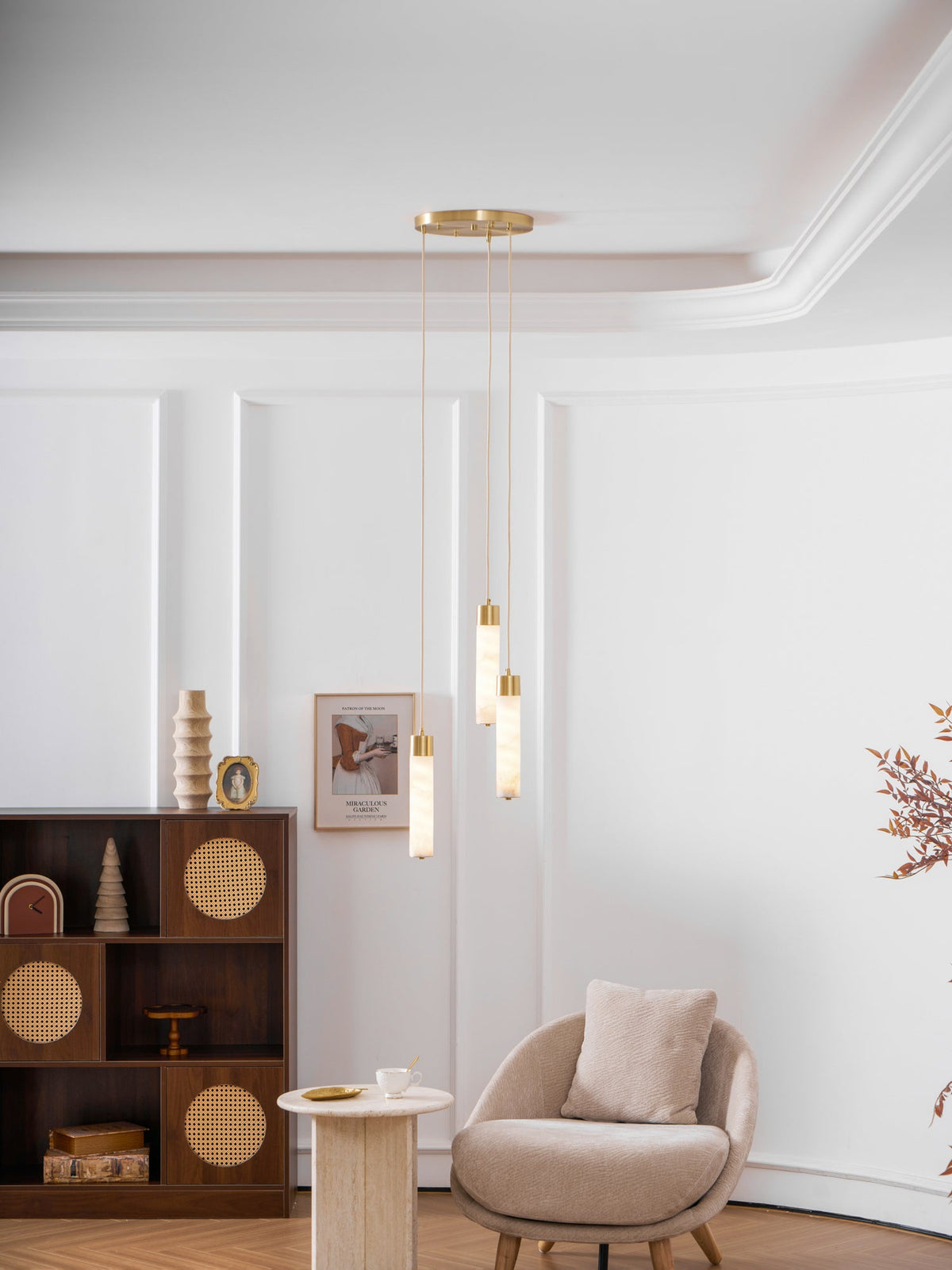 Alabaster Brass Pendant Lamp-Lighting > Pendant Lights-casanuva-casanuva