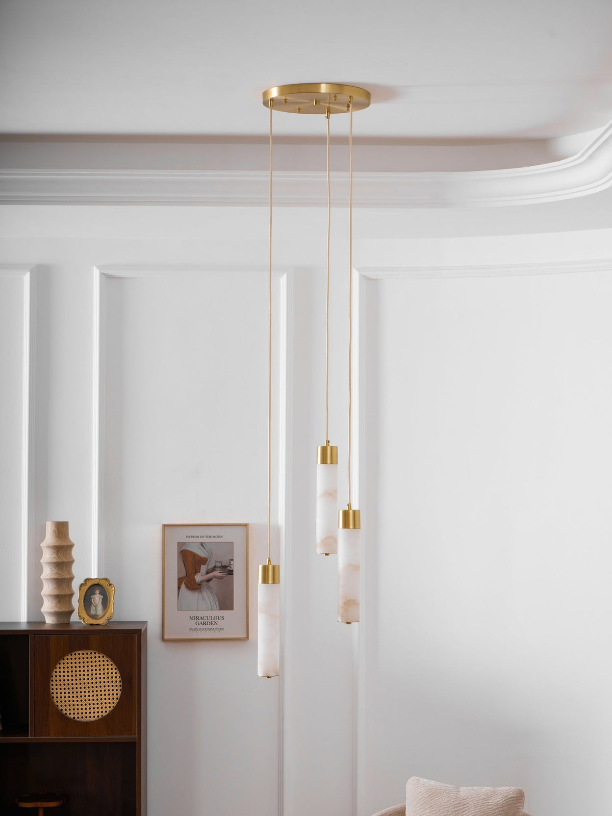 Alabaster Brass Pendant Lamp-Lighting > Pendant Lights-casanuva-casanuva