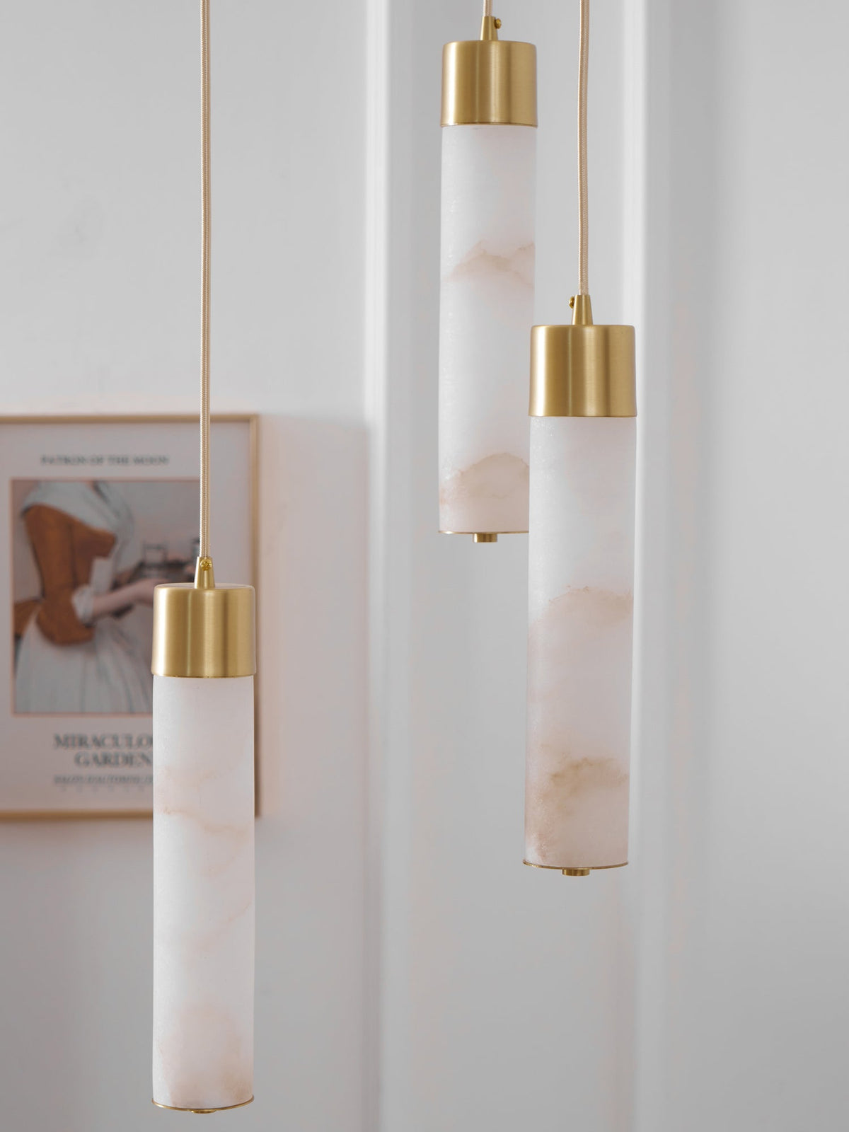 Alabaster Brass Pendant Lamp-Lighting > Pendant Lights-casanuva-casanuva