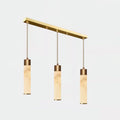 Alabaster Brass Pendant Lamp-Lighting > Pendant Lights-casanuva-3 Heads 60cmx150cm-Brass & White Alabaster-Warm White-casanuva
