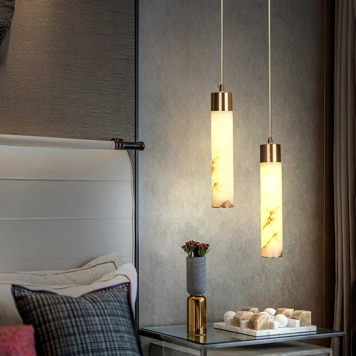 Alabaster Brass Pendant Lamp-Lighting > Pendant Lights-casanuva-casanuva