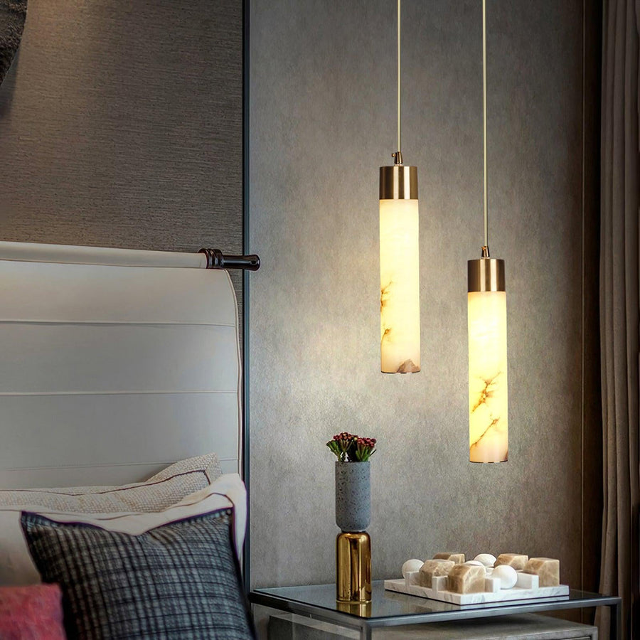 Alabaster Brass Pendant Lamp-Lighting > Pendant Lights-casanuva-casanuva