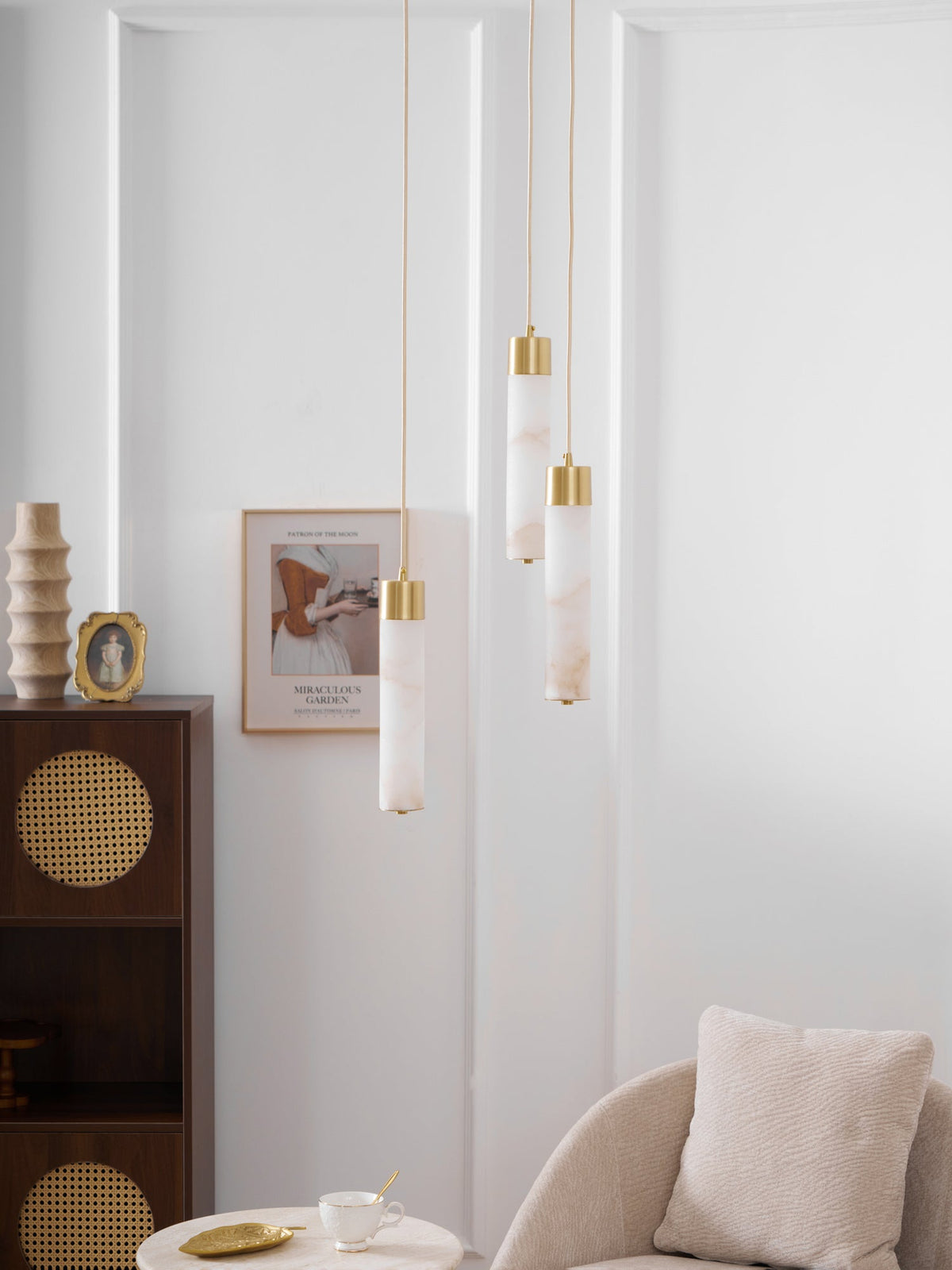 Alabaster Brass Pendant Lamp-Lighting > Pendant Lights-casanuva-casanuva