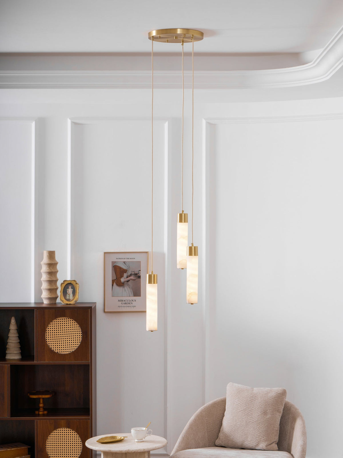 Alabaster Brass Pendant Lamp-Lighting > Pendant Lights-casanuva-casanuva