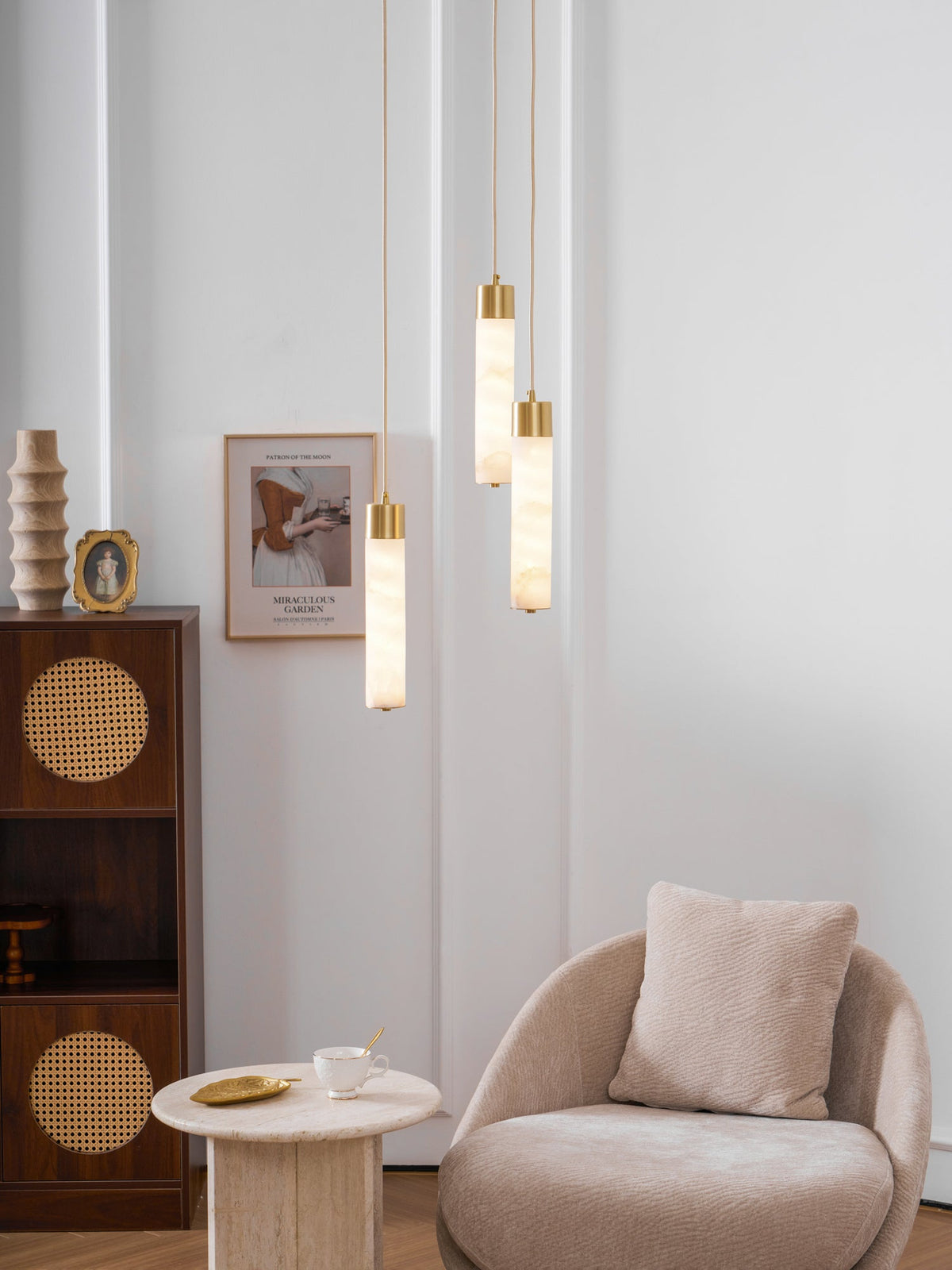 Alabaster Brass Pendant Lamp-Lighting > Pendant Lights-casanuva-casanuva