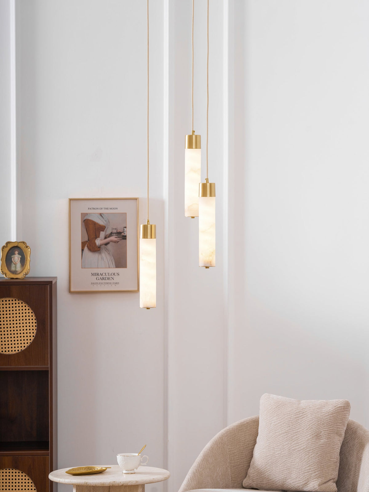 Alabaster Brass Pendant Lamp-Lighting > Pendant Lights-casanuva-casanuva