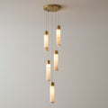Alabaster Brass Pendant Lamp-Lighting > Pendant Lights-casanuva-5 Heads 30cmx150cm-Brass & White Alabaster-Warm White-casanuva