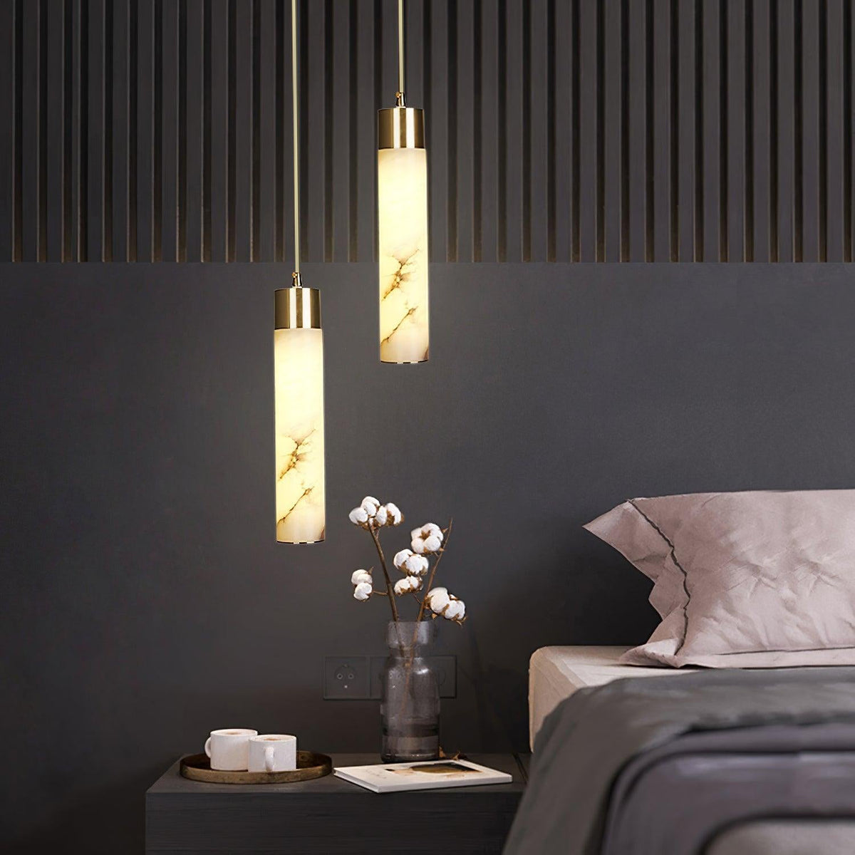Alabaster Brass Pendant Lamp-Lighting > Pendant Lights-casanuva-casanuva
