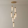 Alabaster Brass Pendant Lamp-Lighting > Pendant Lights-casanuva-7 Heads 30cmx170cm-Brass & White Alabaster-Warm White-casanuva