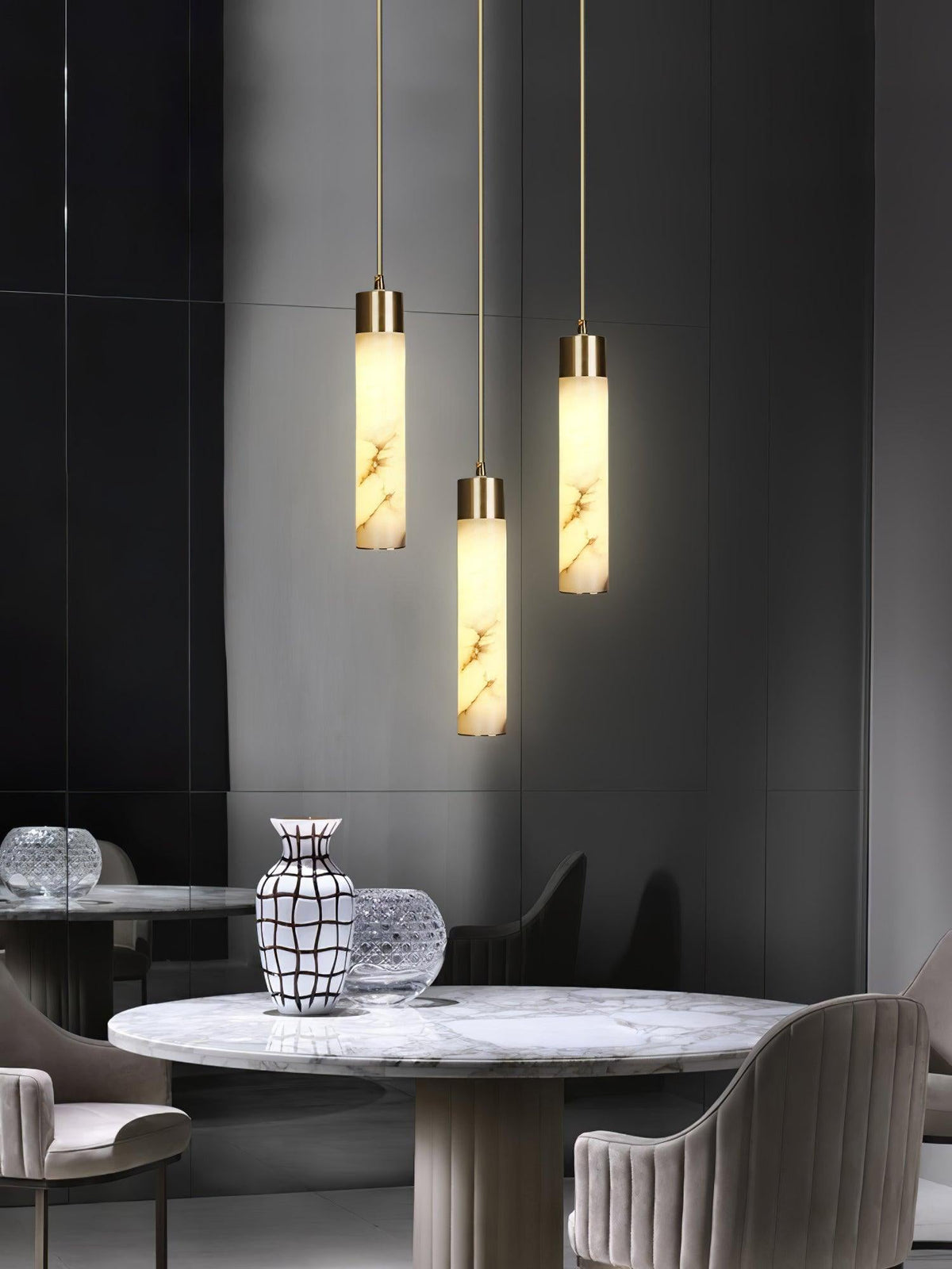 Alabaster Brass Pendant Lamp-Lighting > Pendant Lights-casanuva-casanuva