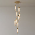 Alabaster Brass Pendant Lamp-Lighting > Pendant Lights-casanuva-9 Heads 30cmx200cm-Brass & White Alabaster-Warm White-casanuva