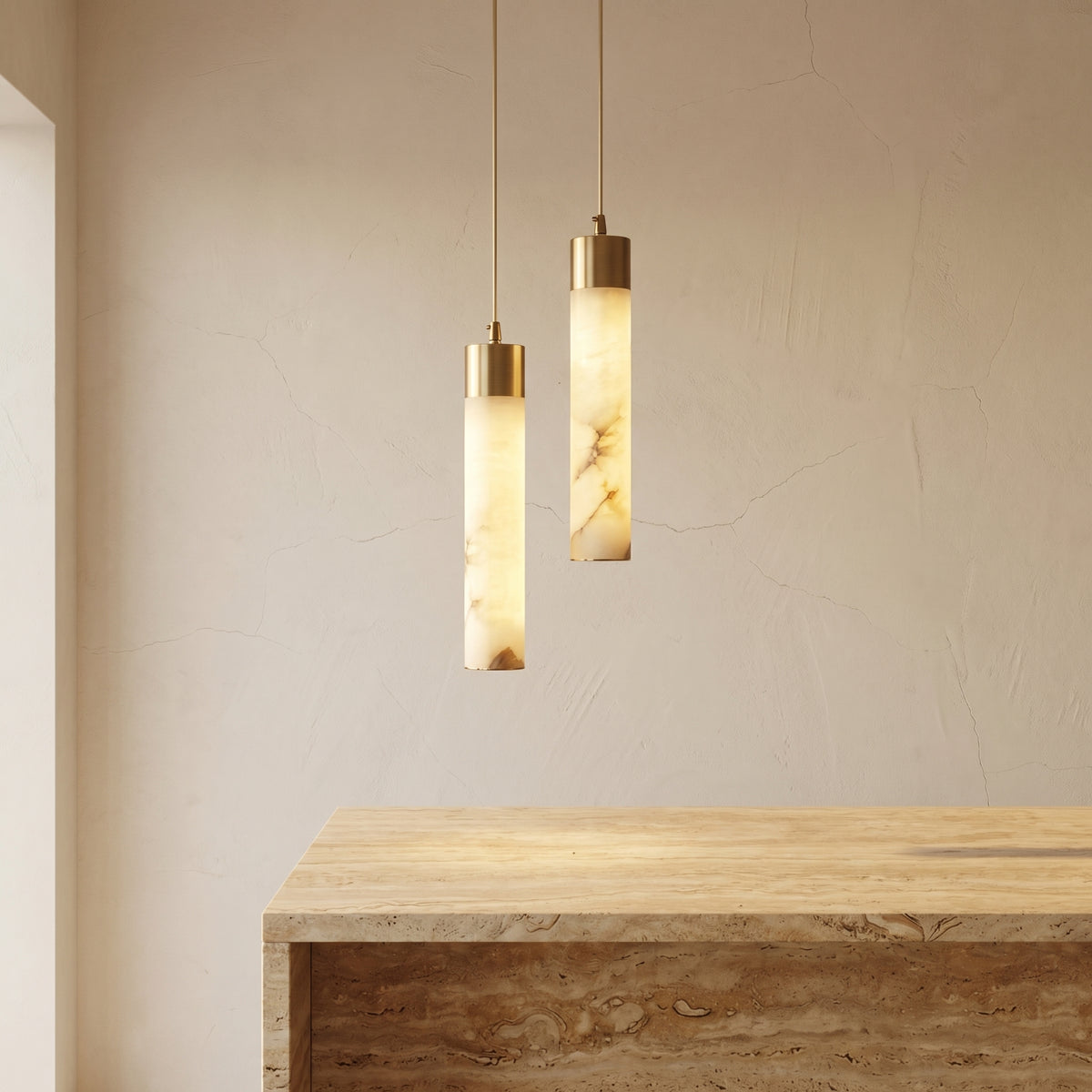 Alabaster Brass Pendant Lamp-Lighting > Pendant Lights-casanuva-casanuva