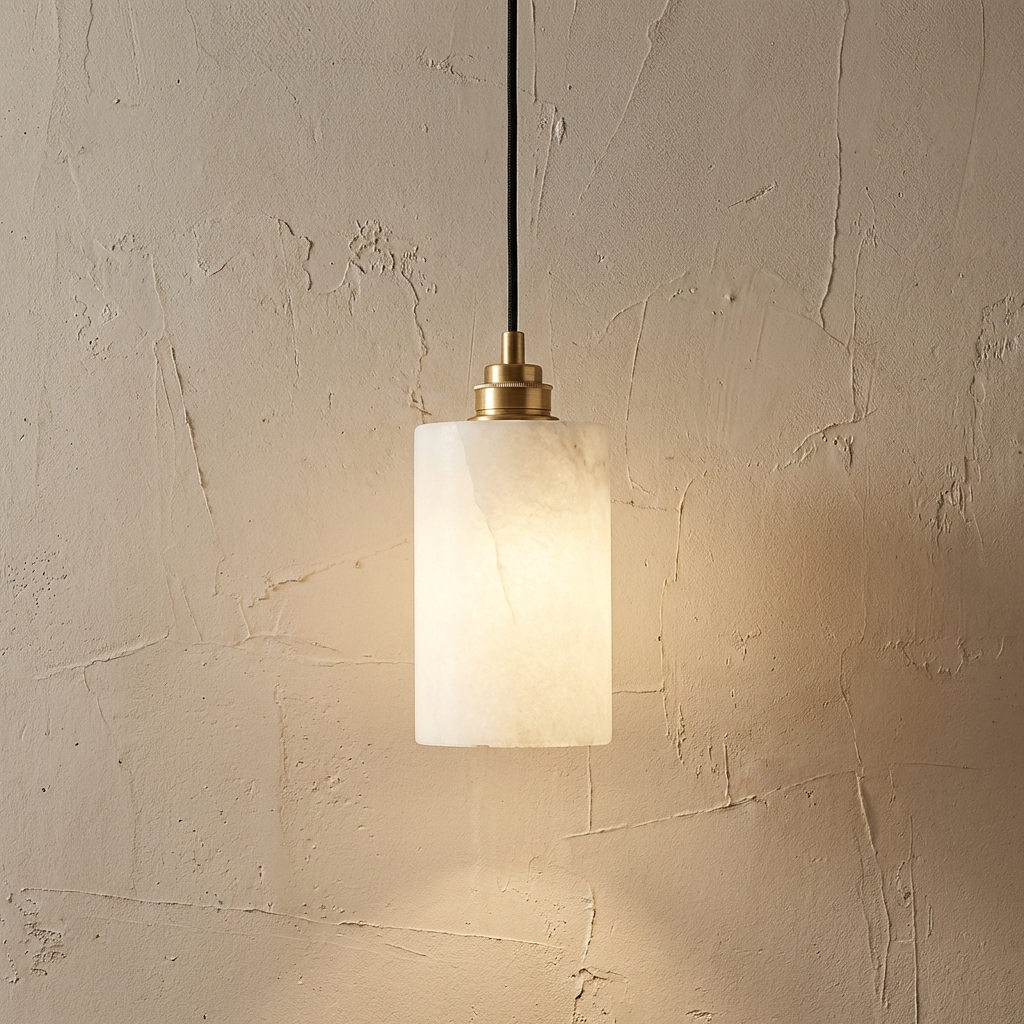 Alabaster Cylinder Pendant Light Natural Finish-Lighting > Pendant Lights-casanuva-casanuva