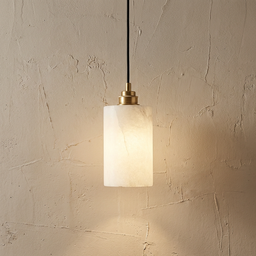 Alabaster Cylinder Pendant Light Natural Finish-Lighting > Pendant Lights-casanuva-casanuva