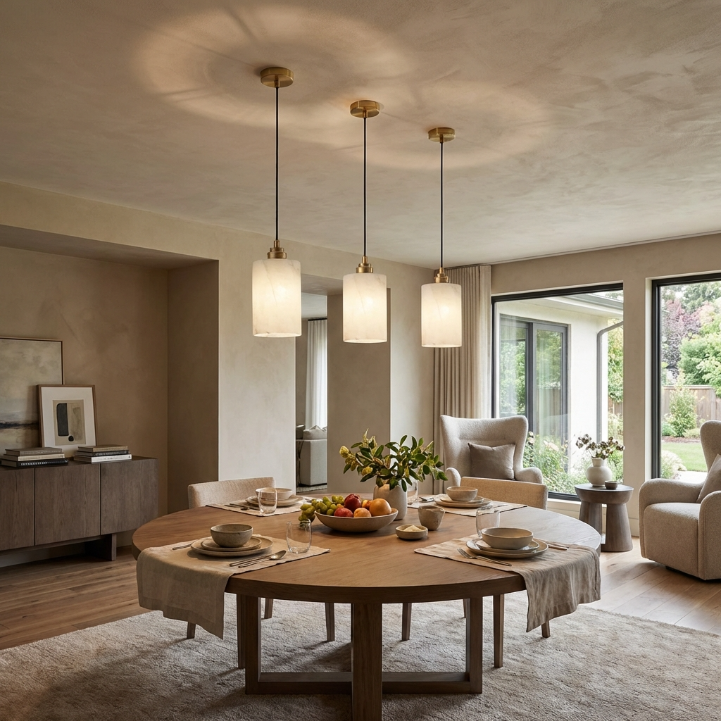 Alabaster Cylinder Pendant Light Natural Finish-Lighting > Pendant Lights-casanuva-casanuva