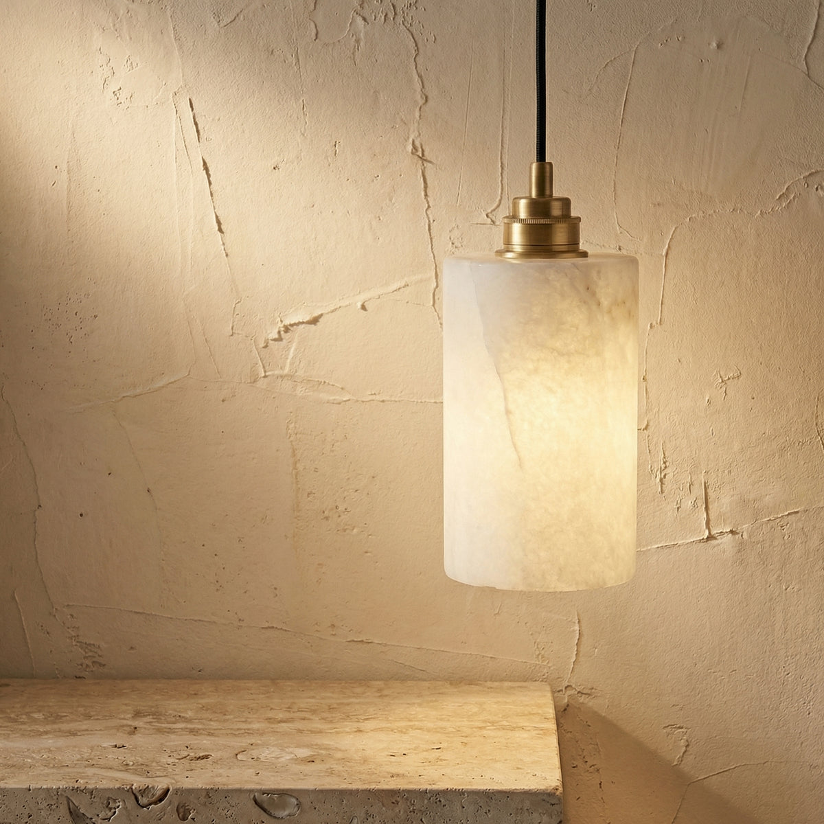 Alabaster Cylinder Pendant Light Natural Finish-Lighting > Pendant Lights-casanuva-casanuva