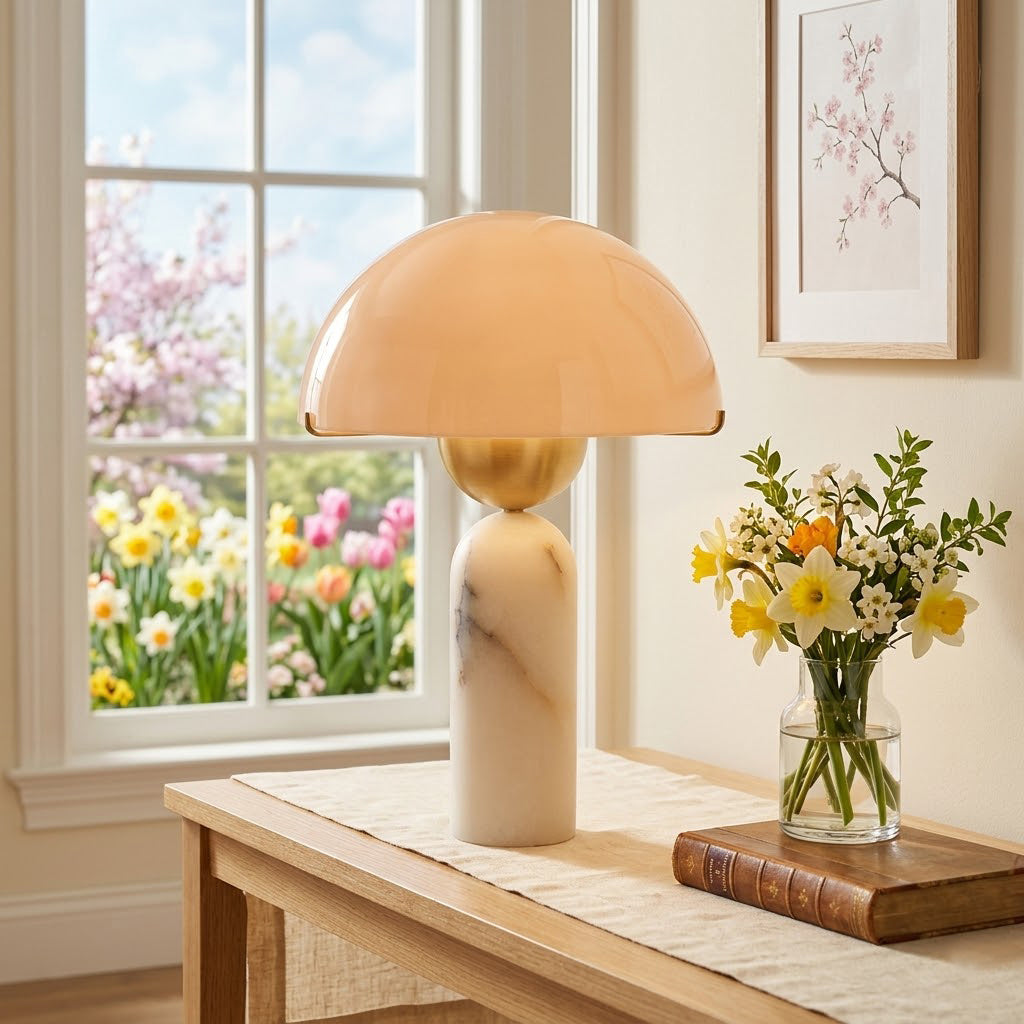 Alabaster Table Lamp with Elegant Design-Lighting > Table Lamps-casanuva-casanuva