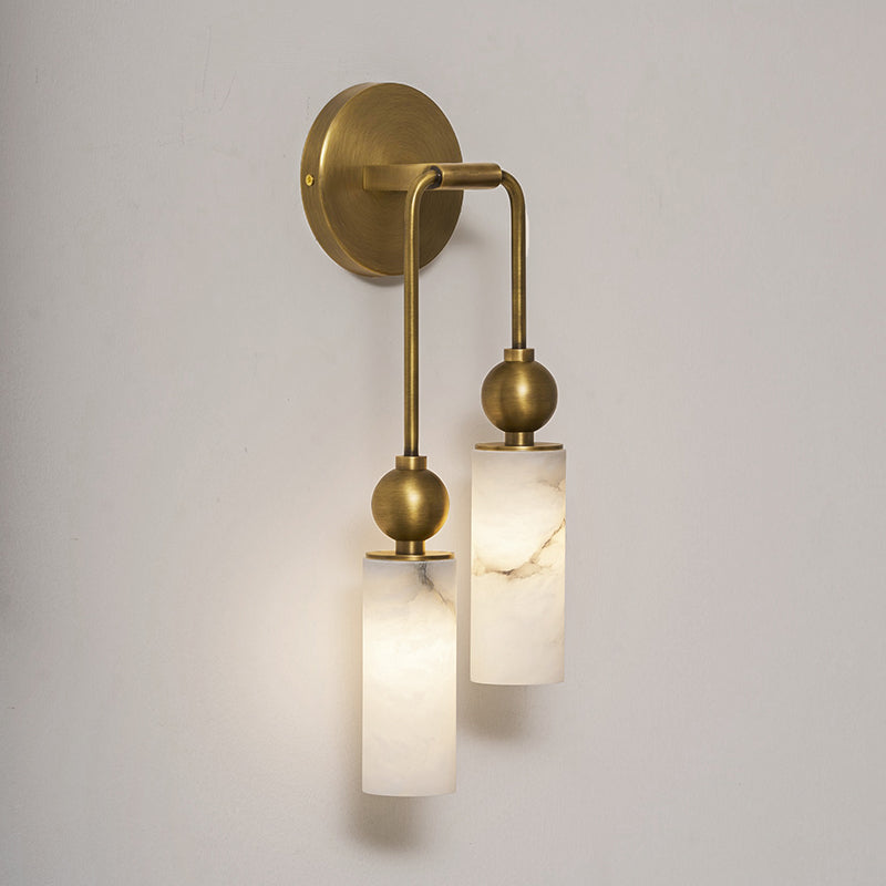 Alabaster Wall Lamp-Lighting > Wall Lights-casanuva-15x7x45cm-Brass & White-casanuva