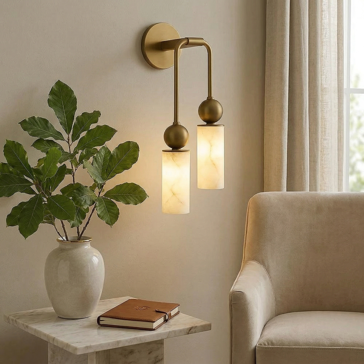 Alabaster Wall Lamp-Lighting > Wall Lights-casanuva-casanuva