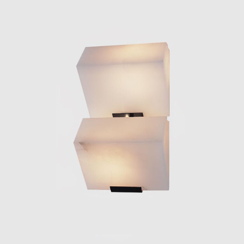 Alabaster Wall Lamp for Staircase Lighting-Lighting > Wall Lights-casanuva-L 5.9" x H 12.2"-White & Black-Warm Light-casanuva