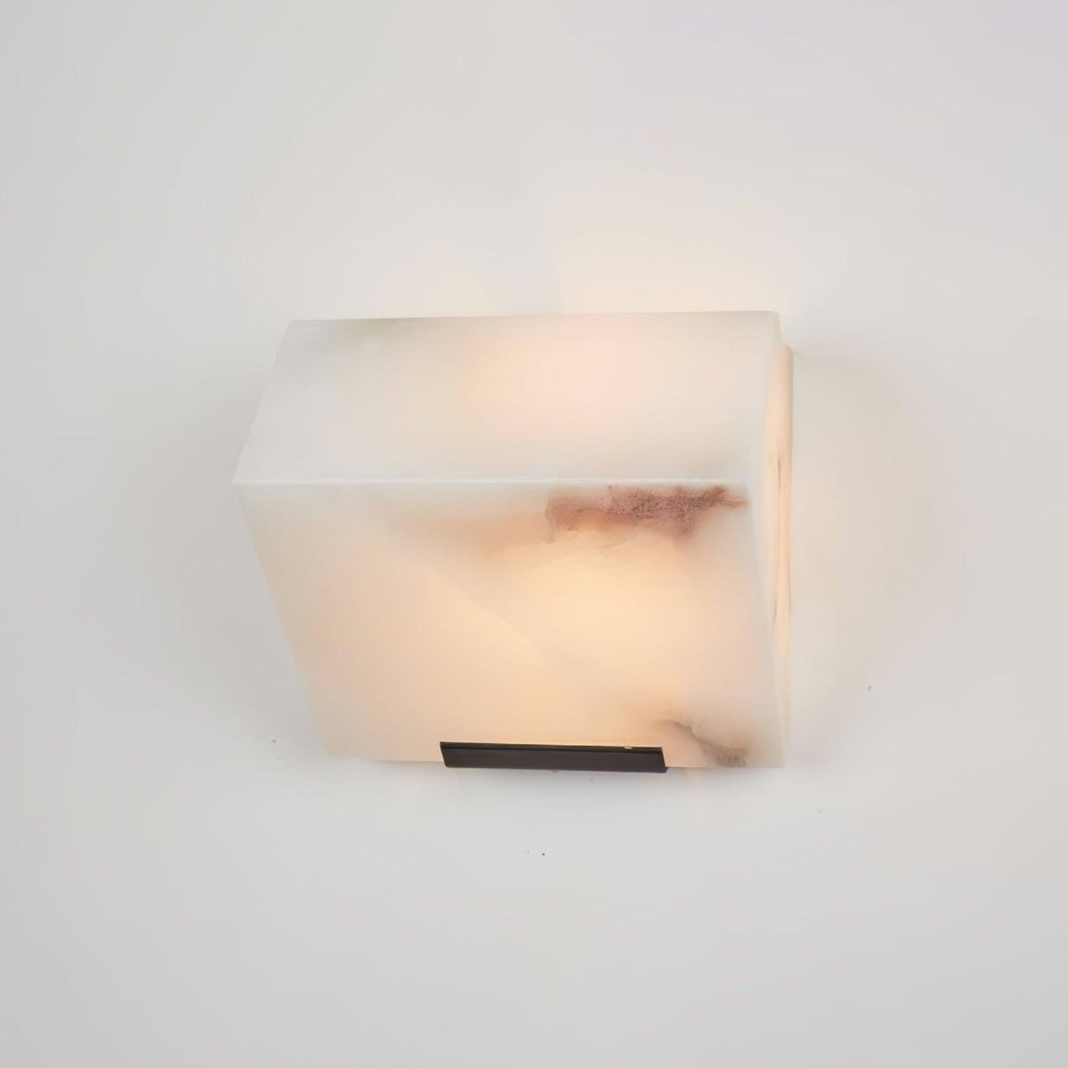 Alabaster Wall Lamp for Staircase Lighting-Lighting > Wall Lights-casanuva-L 5.9" x H 5.1"-White & Black-Warm Light-casanuva