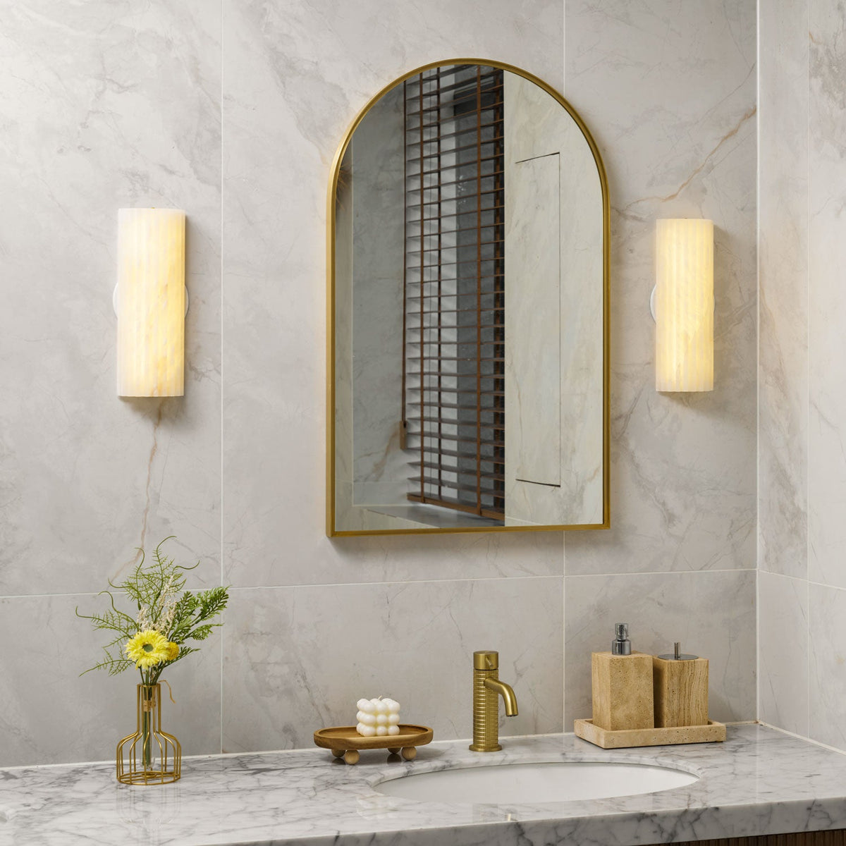Alabaster Wall Light Fixture-Lighting > Wall Lights-casanuva-casanuva