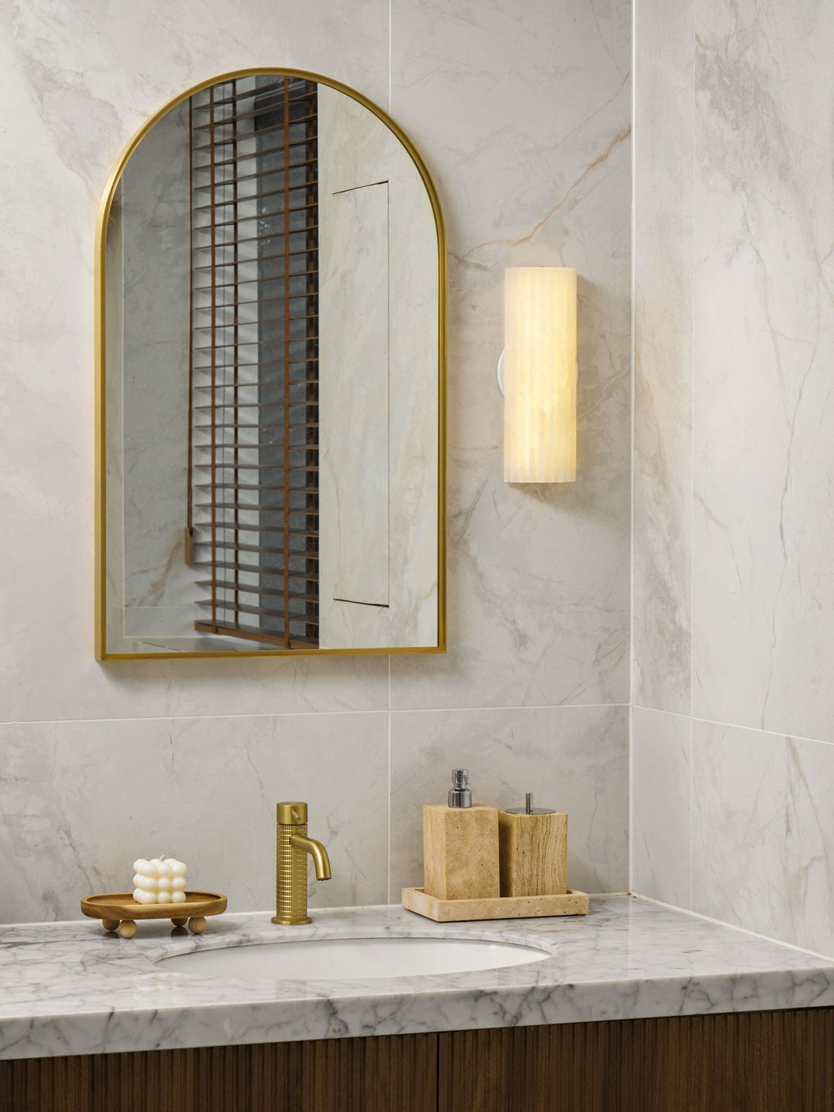 Alabaster Wall Light Fixture-Lighting > Wall Lights-casanuva-casanuva