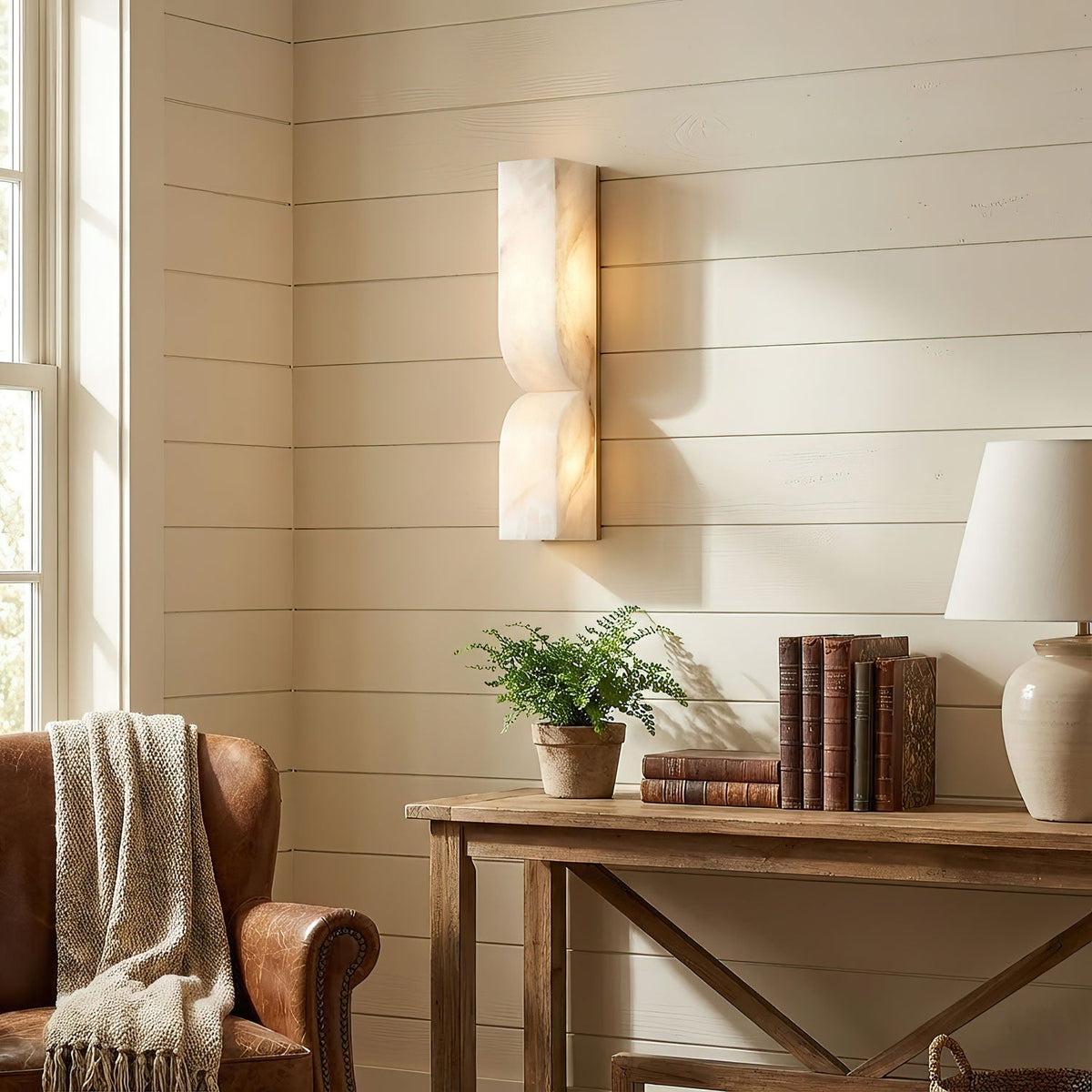 Alabaster Wall Sconce Light Fixture-Lighting > Wall Lights-casanuva-casanuva
