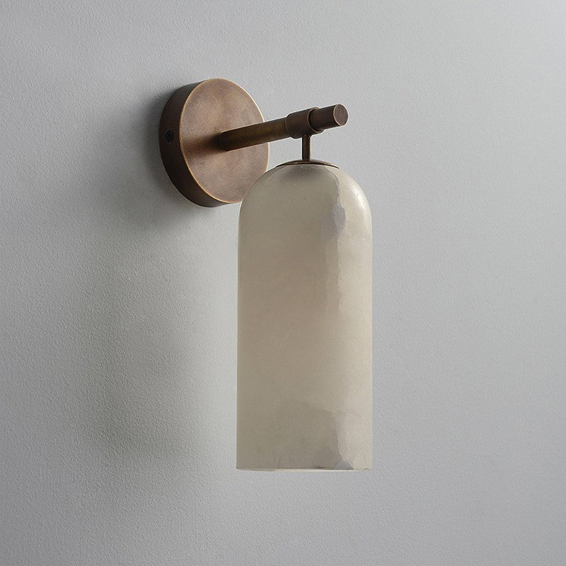 Alabaster Wall Sconce Light Fixture-Lighting > Wall Lights-casanuva-3.9" x H 7.8"-Bronze & White-casanuva
