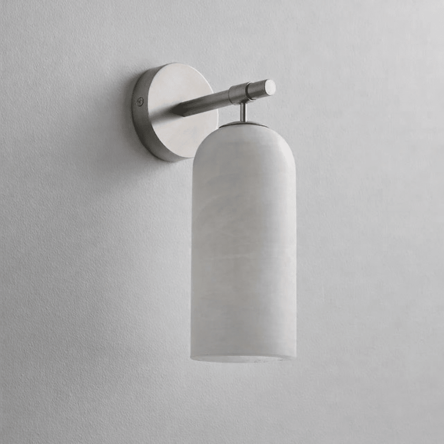 Alabaster Wall Sconce Light Fixture-Lighting > Wall Lights-casanuva-3.9" x H 7.8"-Nickel & White-casanuva
