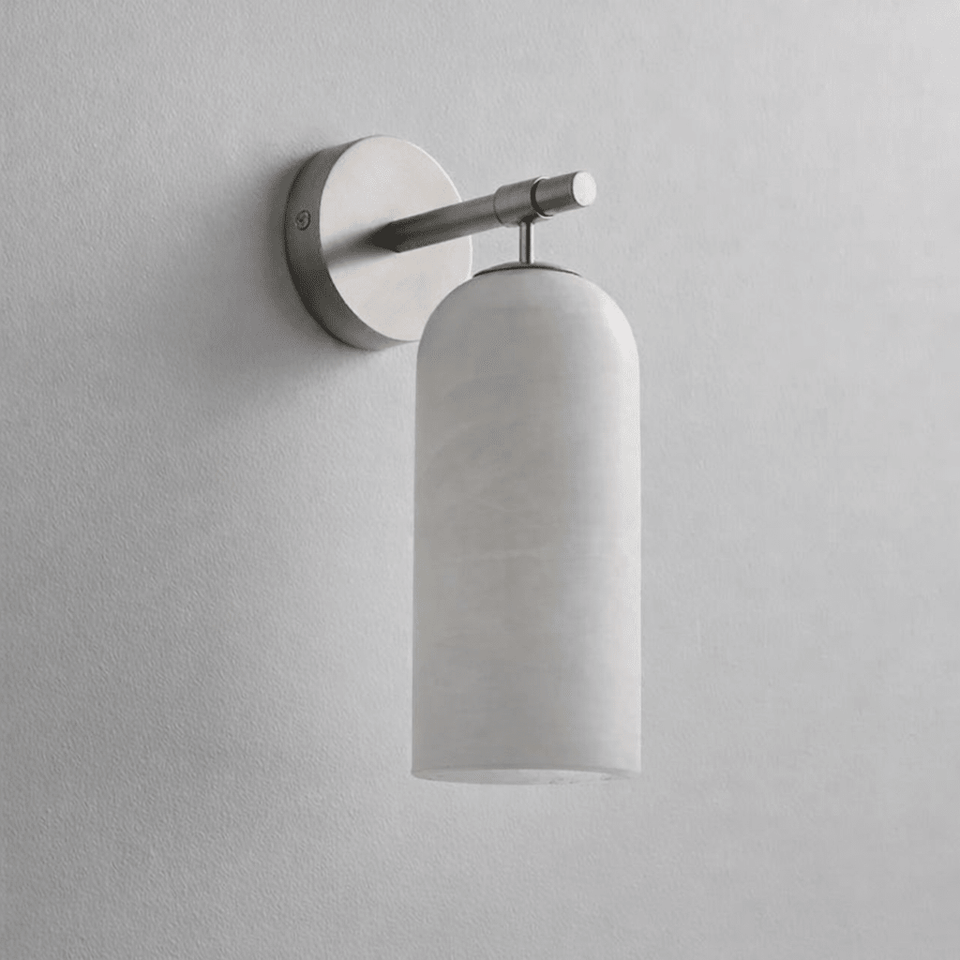 Alabaster Wall Sconce Light Fixture-Lighting > Wall Lights-casanuva-3.9" x H 7.8"-Nickel & White-casanuva