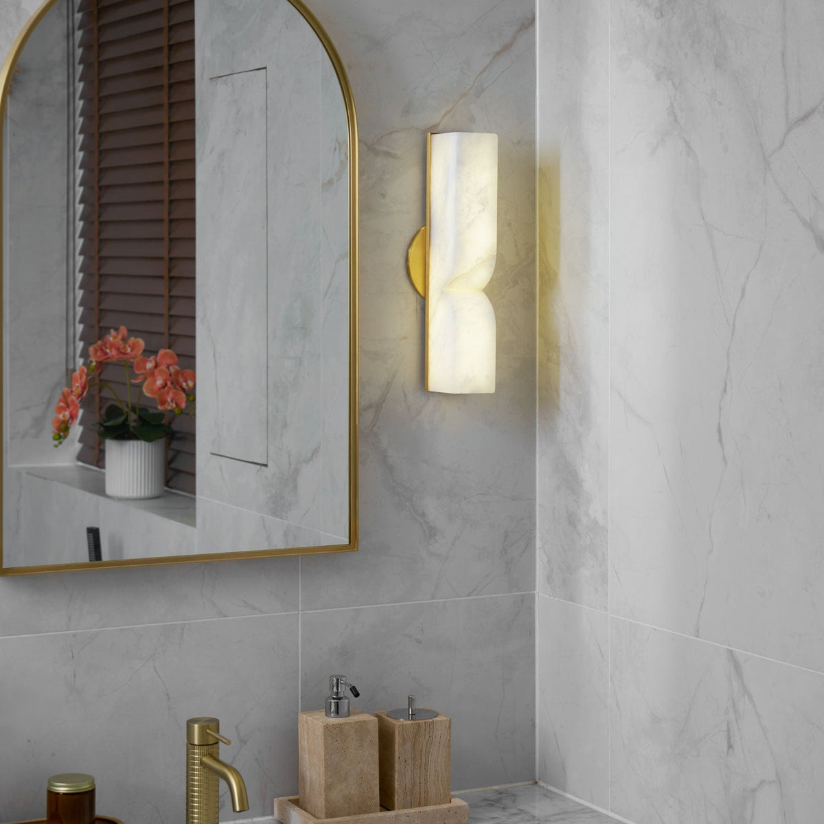Alabaster Wall Sconce Light Fixture-Lighting > Wall Lights-casanuva-casanuva