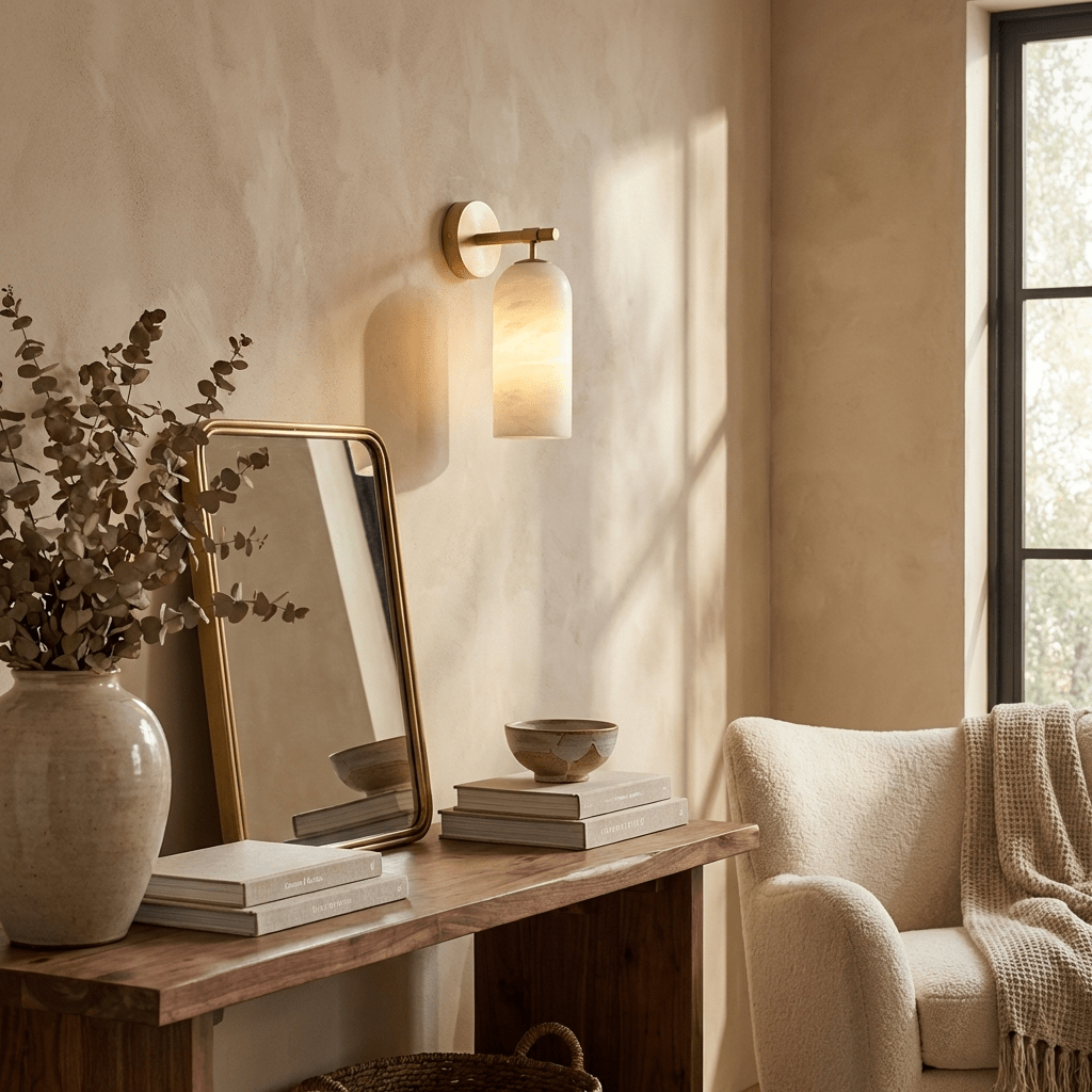 Alabaster Wall Sconce Light Fixture-Lighting > Wall Lights-casanuva-casanuva