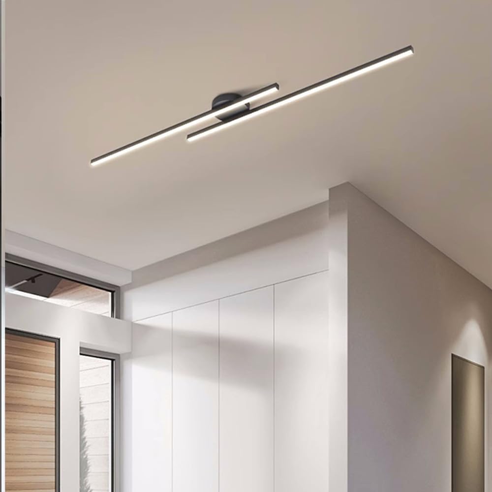 Aluminium LED Semi Flush Mount Ceiling Light for Living Room-Lighting > Ceiling Lights-casanuva-Black-D90*H4cm-Warm Light-casanuva