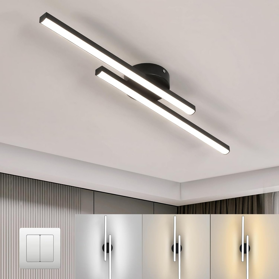 Aluminium LED Semi Flush Mount Ceiling Light for Living Room-Lighting > Ceiling Lights-casanuva-Black-D90*H4cm-White Light-casanuva