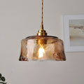Amber Glass Brass Pendant Light 1-Light Round Design-Lighting > Pendant Lights-casanuva-100V-120V-casanuva