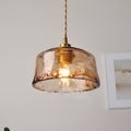 Amber Glass Brass Pendant Light 1-Light Round Design-Lighting > Pendant Lights-casanuva-casanuva