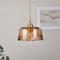 Amber Glass Brass Pendant Light 1-Light Round Design-Lighting > Pendant Lights-casanuva-casanuva