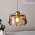 Amber Glass Brass Pendant Light 1-Light Round Design-Lighting > Pendant Lights-casanuva-220V-240V-casanuva