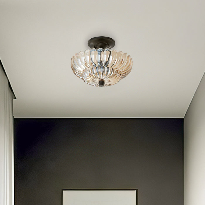 Amber Glass Semi-Flush Ceiling Light-Lighting > Ceiling Lights-casanuva-casanuva