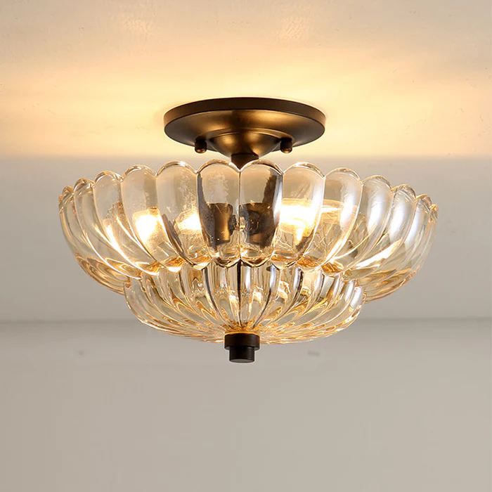 Amber Glass Semi-Flush Ceiling Light-Lighting > Ceiling Lights-casanuva-casanuva