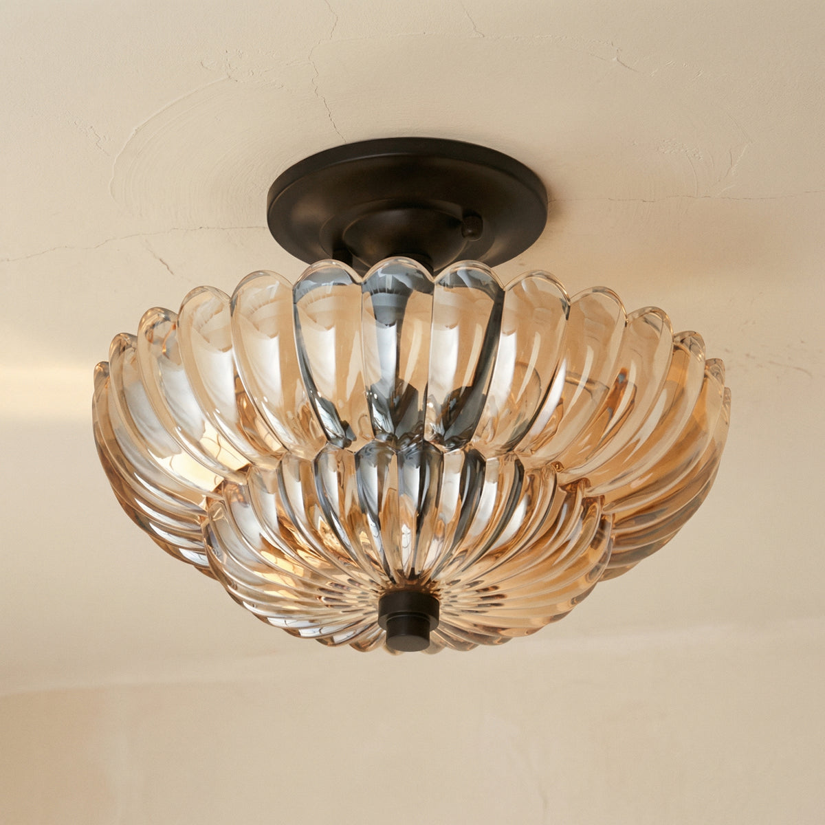 Amber Glass Semi-Flush Ceiling Light-Lighting > Ceiling Lights-casanuva-casanuva