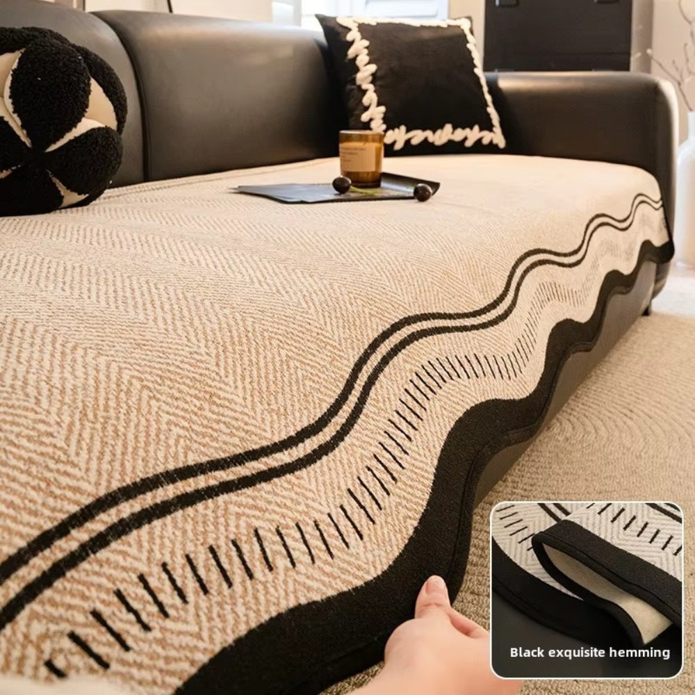 Anti Slip Sofa Cover Modern Wave Design-Covers & Textiles > Sofa Covers-casanuva-casanuva