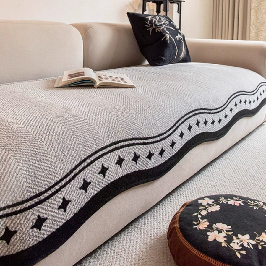 Anti Slip Sofa Cover Modern Wave Design-Covers & Textiles > Sofa Covers-casanuva-Ash Twilight-35"x28"-casanuva