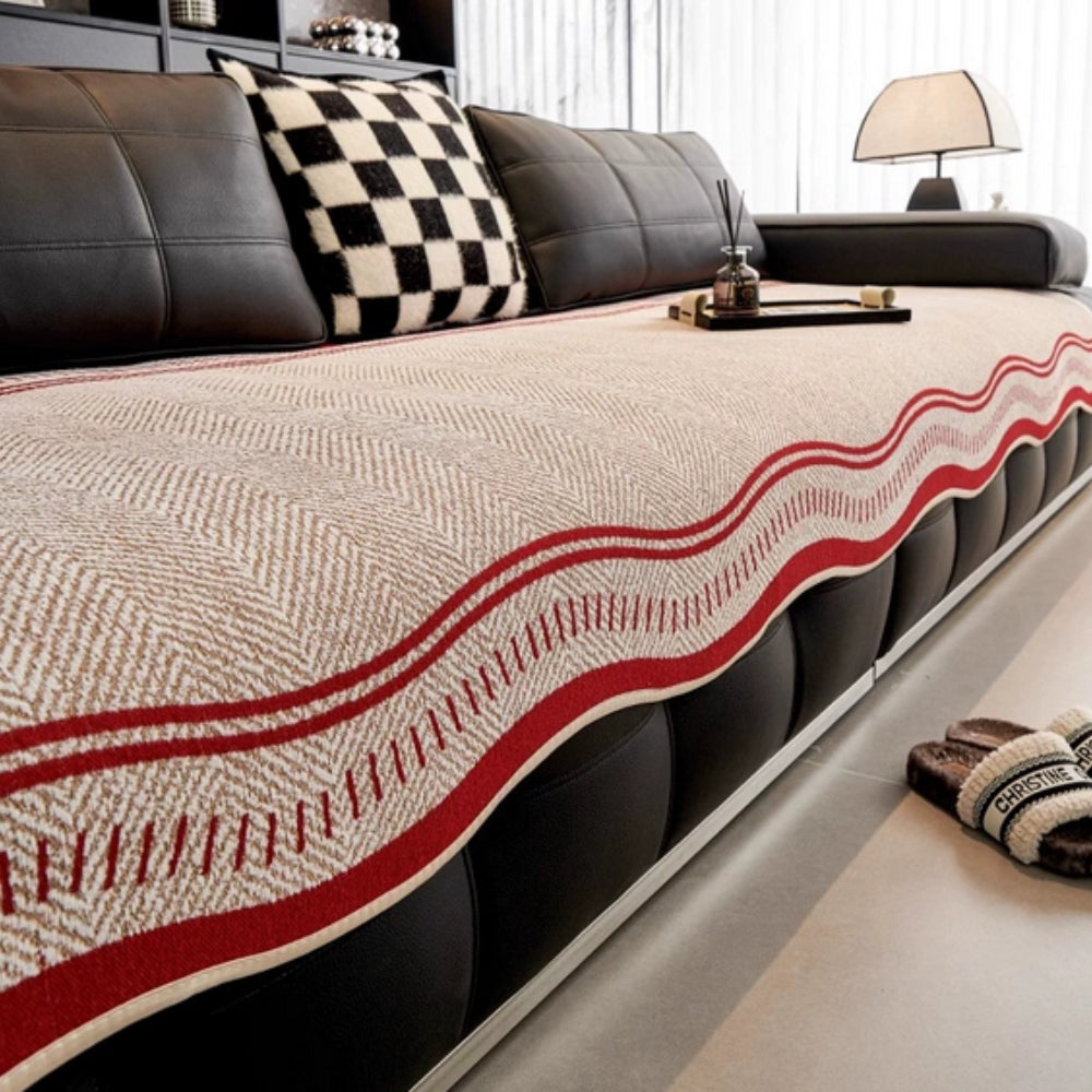 Anti Slip Sofa Cover Modern Wave Design-Covers & Textiles > Sofa Covers-casanuva-Crimson Crest-35"x28"-casanuva