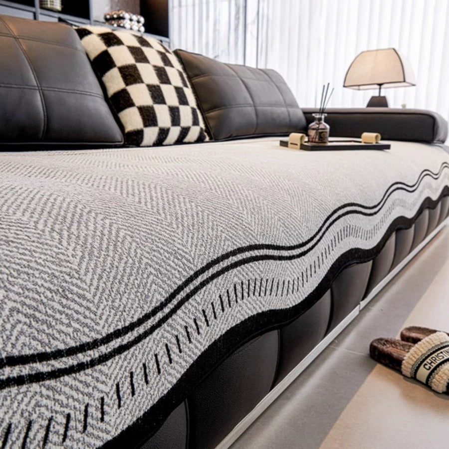 Anti Slip Sofa Cover Modern Wave Design-Covers & Textiles > Sofa Covers-casanuva-Stone Drift-35"x28"-casanuva
