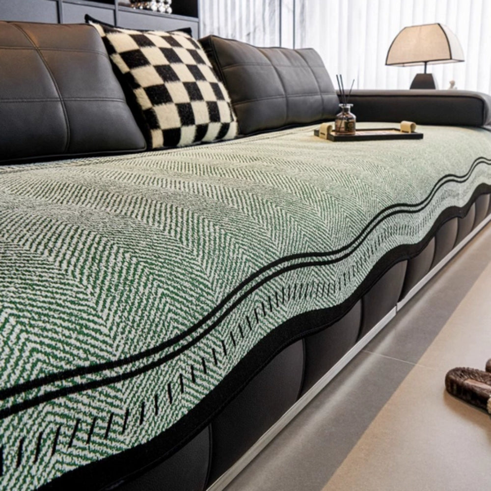 Anti Slip Sofa Cover Modern Wave Design-Covers & Textiles > Sofa Covers-casanuva-Verdant Weave-35"x28"-casanuva