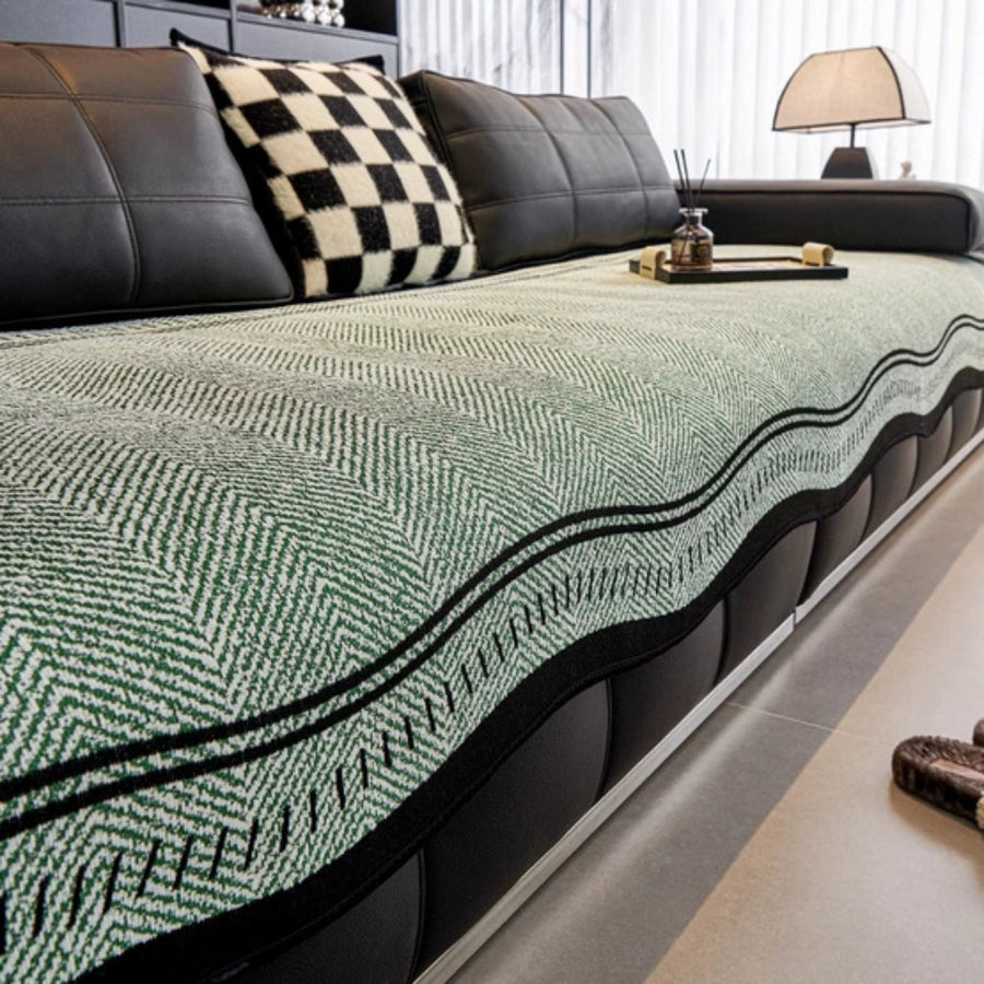 Anti Slip Sofa Cover Modern Wave Design-Covers & Textiles > Sofa Covers-casanuva-Verdant Weave-35"x28"-casanuva